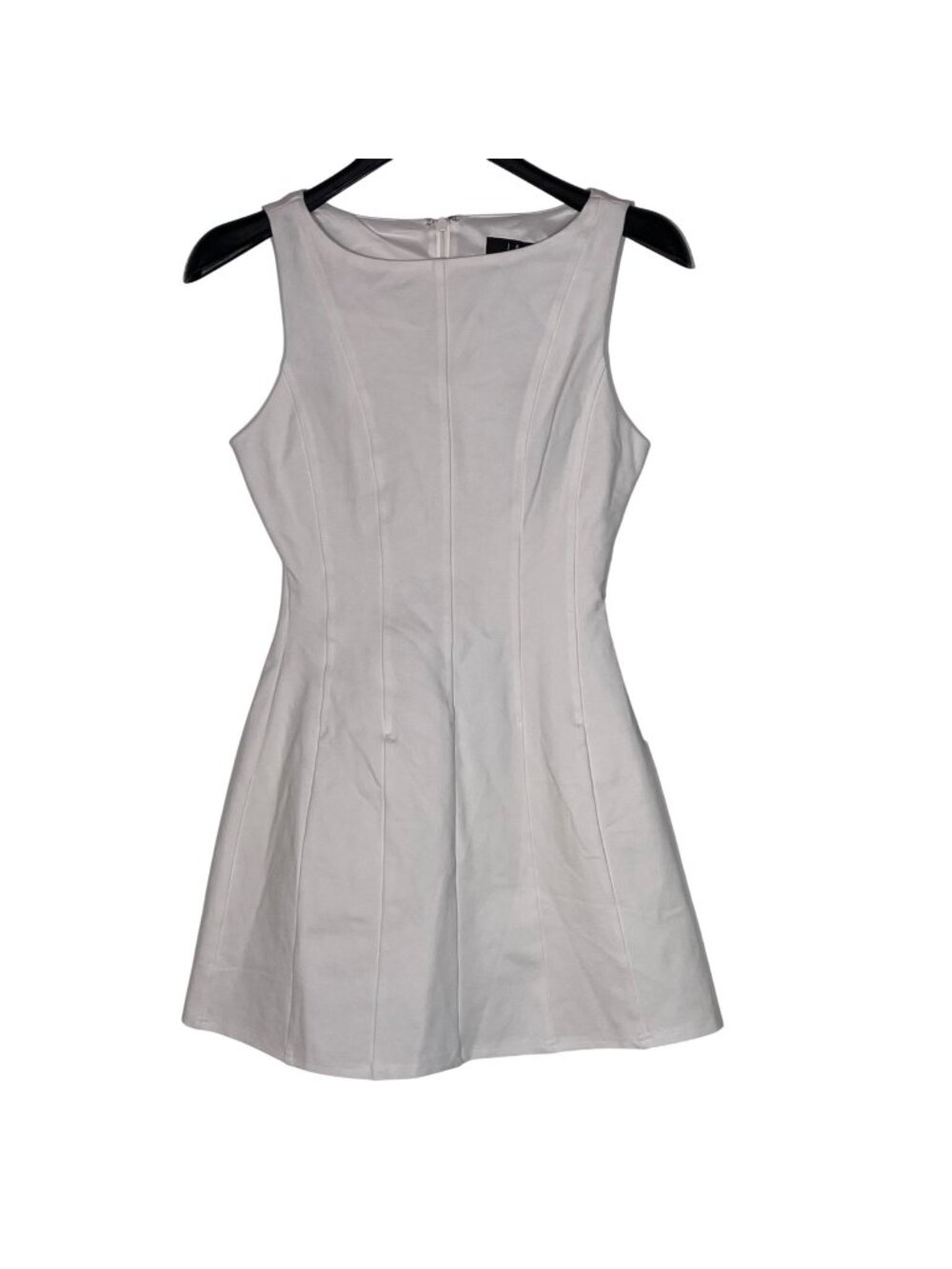 Lulu's Fit and Flare Mini Tank Ponte Knit Stretch Dress White Sz XS